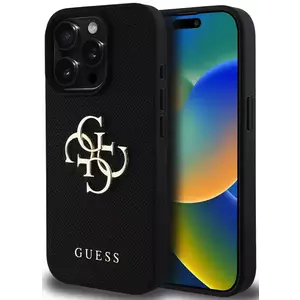 Tok Guess PU Grained 4G Metal Logo Case for iPhone 15 Pro Max Black (GUHCP15XPGT4MBK) kép