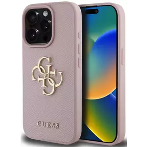 Tok Guess PU Grained 4G Metal Logo Case for iPhone 15 Pro Max Pink (GUHCP15XPGT4MBP) kép