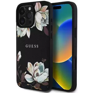 Tok Guess PU Grained Magnolia MagSafe Case for iPhone 16 Pro Black (GUHMP16LPGNMPLMK) kép