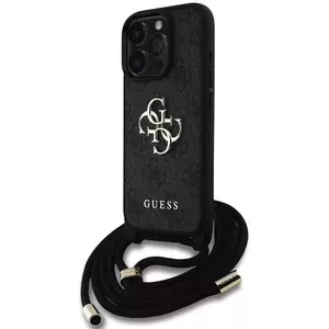 Tok Guess PU 4G Metal Logo Crossbody Strap Case for iPhone 16 Pro Black (GUHCP16LP4GMGCRK) kép