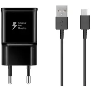 Töltő Samsung EP-TA200EBE + EP-DG970BBE 15W Travel Charger + USB-C Data Cable Black (OOB Bulk) (2446314) kép