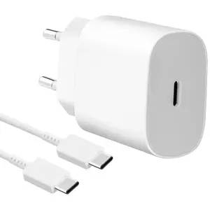 Töltő Samsung EP-TA800EWE + EP-DA905BWE 25W Travel Charger + USB-C/USB-C Data Cable White (OOB Bulk) (57983104180) kép