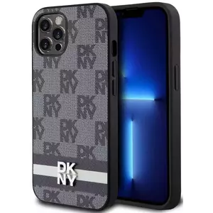 Tok DKNY PU Leather Checkered Pattern and Stripe Case for iPhone 12 Black (DKHCP12MPCPTSSK) kép