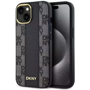 Tok DKNY PU Leather Checkered Pattern Magsafe Case for iPhone 15 Black (DKHMP15SPCPVSLK) kép