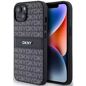 Tok DKNY PU Leather Repeat Pattern Tonal Stripe Case for iPhone 14 Black (DKHCP14SPRTHSLK) kép