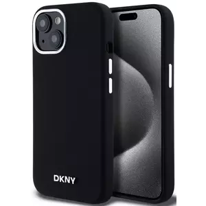 Tok DKNY Liquid Silicone Silver Metal Logo MagSafe Case for iPhone 15 Black (DKHMP15SSMCHLK) kép