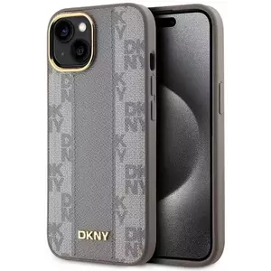 Tok DKNY PU Leather Checkered Pattern Magsafe Case for iPhone 15 Beige (DKHMP15SPCPVSLE) kép