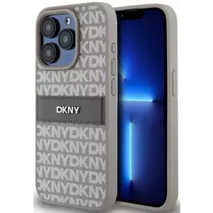 Tok DKNY PU Leather Repeat Pattern Tonal Stripe Case for iPhone 14 Pro Max Beige (DKHCP14XPRTHSLE) kép