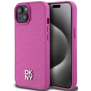 Tok DKNY PU Leather Repeat Pattern Stack Logo MagSafe Case for iPhone 15 Pink (DKHMP15SPSHRPSP) kép