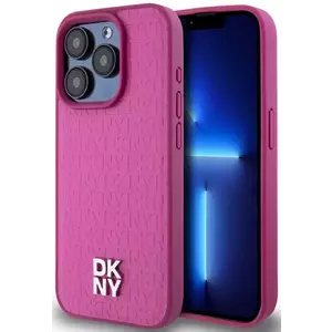 Tok DKNY PU Leather Repeat Pattern Stack Logo MagSafe Case for iPhone 15 Pro Pink (DKHMP15LPSHRPSP) kép