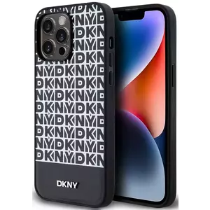 Tok DKNY PU Leather Repeat Pattern Bottom Stripe MagSafe Case for iPhone 15 Pro Max Black (DKHMP15XPSOSPK) kép