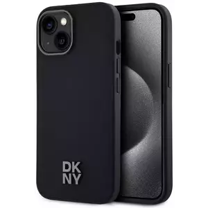 Tok DKNY PU Leather Stack Logo Magsafe Case for iPhone 14 Black (DKHMP14SPSMCSLK) kép