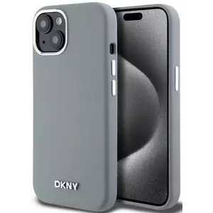 Tok DKNY Liquid Silicone Silver Metal Logo MagSafe Case for iPhone 15 Grey (DKHMP15SSMCHLG) kép