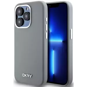 Tok DKNY Liquid Silicone Silver Metal Logo MagSafe Case for iPhone 15 Pro Grey (DKHMP15LSMCHLG) kép