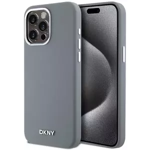 Tok DKNY Liquid Silicone Silver Metal Logo MagSafe Case for iPhone 15 Pro Max Grey (DKHMP15XSMCHLG) kép