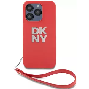 Tok DKNY PU Leather Stack Logo Wrist Strap Case for iPhone 14 Pro Red (DKHCP14LPBSWSP) kép