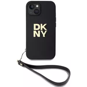 Tok DKNY PU Leather Stack Logo Wrist Strap Case for iPhone 13 Black (DKHCP13MPBSWSK) kép