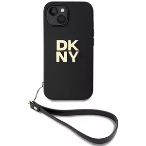 Tok DKNY PU Leather Stack Logo Wrist Strap Case for iPhone 15 Black (DKHCP15SPBSWSK) kép