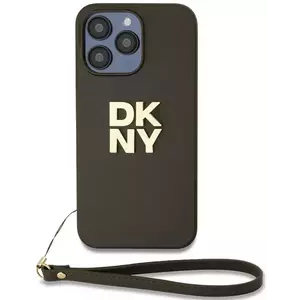 Tok DKNY PU Leather Stack Logo Wrist Strap Case for iPhone 14 Pro Brown (DKHCP14LPBSWSA) kép