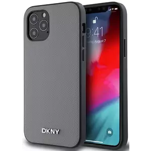 Tok DKNY PU Leather Silver Metal Logo Magsafe Case for iPhone 12 Grey (DKHMP12MPGHLMS) kép