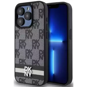 Tok DKNY PU Leather Checkered Pattern and Stripe Case for iPhone 13 Pro Black (DKHCP13LPCPTSSK) kép