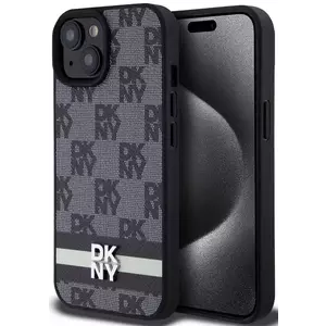 Tok DKNY PU Leather Checkered Pattern and Stripe Case for iPhone 15 Black (DKHCP15SPCPTSSK) kép