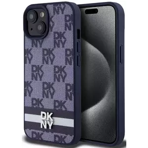 Tok DKNY PU Leather Checkered Pattern and Stripe Case for iPhone 15 Blue (DKHCP15SPCPTSSB) kép