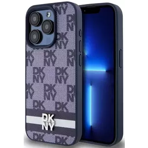 Tok DKNY PU Leather Checkered Pattern and Stripe Case for iPhone 15 Pro Blue (DKHCP15LPCPTSSB) kép