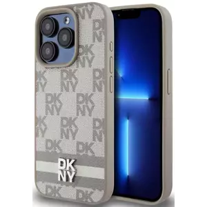 Tok DKNY PU Leather Checkered Pattern and Stripe Case for iPhone 13 Pro Beige (DKHCP13LPCPTSSE) kép