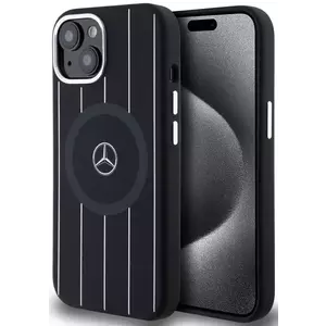 Tok Mercedes Liquid Silicon Stripes Pattern MagSafe Case for iPhone 15 Black (MEHMP15S23SSSK) kép