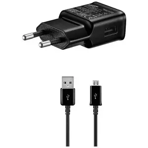 Töltő Samsung EP-TA200EBE + ECB-DU4EBE 15W Travel Charger + microUSB Data Cable Black (OOB Bulk) (57983121591) kép