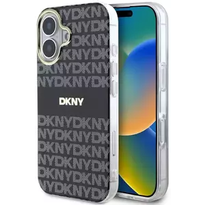 Tok DKNY PC/TPU Repeat Pattern Tonal Stripe Magsafe Case for iPhone 16 Black (DKHMP16SHRHSEK) kép