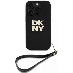 Tok DKNY PU Leather Stack Logo Wrist Strap Case for iPhone 16 Pro Black (DKHCP16LPBSWSK) kép