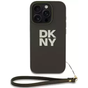 Tok DKNY PU Leather Stack Logo Wrist Strap Case for iPhone 16 Pro Green (DKHCP16LPBSWSA) kép