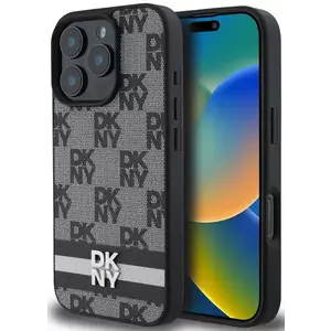 Tok DKNY PU Leather Checkered Pattern and Stripe Case for iPhone 16 Pro Black (DKHCP16LPCPTSSK) kép