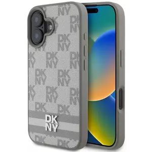 Tok DKNY PU Leather Checkered Pattern and Stripe Case for iPhone 16 Beige (DKHCP16SPCPTSSE) kép