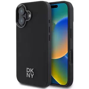 Tok DKNY PU Leather Stack Logo Magsafe Case for iPhone 16 Black (DKHMP16SPSMCSLK) kép