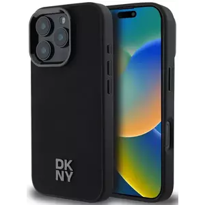 Tok DKNY PU Leather Stack Logo Magsafe Case for iPhone 16 Pro Black (DKHMP16LPSMCSLK) kép