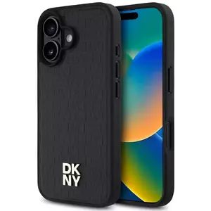 Tok DKNY PU Leather Repeat Pattern Stack Logo MagSafe Case for iPhone 16 Black (DKHMP16SPSHRPSK) kép