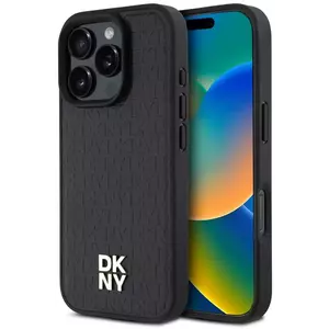 Tok DKNY PU Leather Repeat Pattern Stack Logo MagSafe Case for iPhone 16 Pro Black (DKHMP16LPSHRPSK) kép