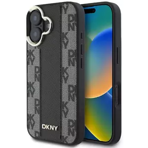 Tok DKNY PU Leather Checkered Pattern Magsafe Case for iPhone 16 Black (DKHMP16SPCPVSLK) kép