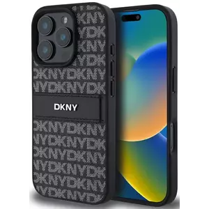 Tok DKNY PU Leather Repeat Pattern Tonal Stripe Case for iPhone 16 Pro Black (DKHCP16LPRTHSLK) kép