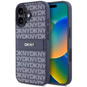 Tok DKNY PU Leather Repeat Pattern Tonal Stripe Case for iPhone 16 Blue (DKHCP16SPRTHSLB) kép