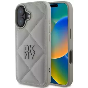 Tok DKNY PU Leather Quilted Stack Logo Case for iPhone 16 Grey (DKHCP16SPQDSLG) kép