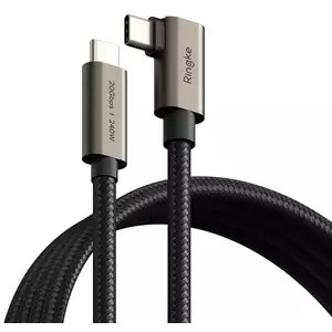 Kábel RINGKE USB 3.2 GEN 2X2 TYPE-C 90 DEGREE CABLE PD240W 100CM BLACK (8800293851479) kép