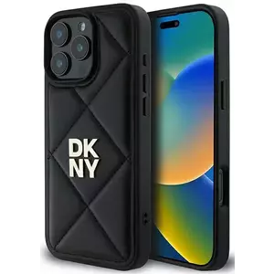 Tok DKNY DKHCP16LPQDSLK iPhone 16 Pro 6.3" black Quilted Stack Logo (DKHCP16LPQDSLK) kép