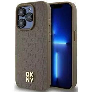 Tok DKNY DKHMP14LPSHRPSW iPhone 14 Pro 6.1" brown hardcase Leather Pattern Metal Logo MagSafe (DKHMP14LPSHRPSW) kép