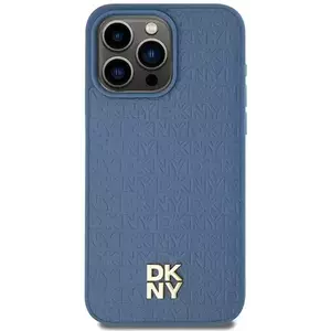 Tok DKNY DKHMP15SPSHRPSB iPhone 15 6.1" blue hardcase Leather Pattern Metal Logo MagSafe (DKHMP15SPSHRPSB) kép