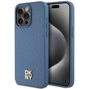 Tok DKNY DKHMP15XPSHRPSB iPhone 15 Pro Max 6.7" blue hardcase Leather Monogram Pattern Metal Logo MagSafe (DKHMP15XPSHRPSB) kép