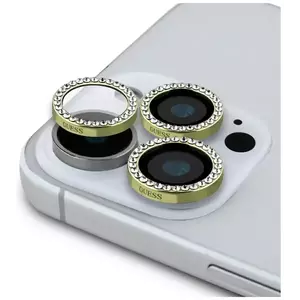 TEMPERED KIJELZŐVÉDŐ FÓLIA Guess Rhinestone Camera Lens Glass for iPhone 16 Pro / 16 Pro Max Gold (GUCL163SGGD) kép